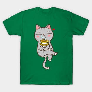 Coffee loving cat T-Shirt